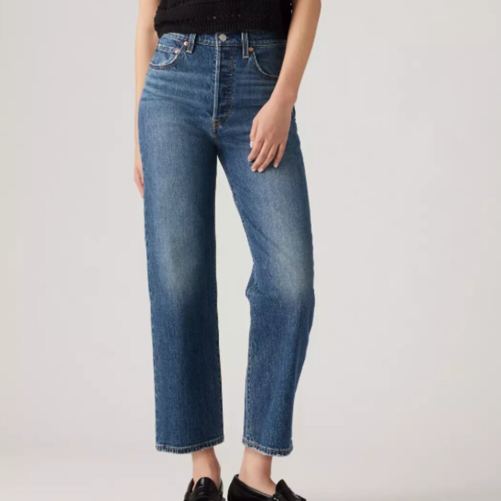 Levi's Ribcage Straight Ankle Premium Women's Jeans sz 28 Dark Wash Denim